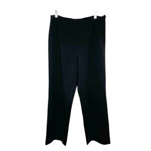 Lafayette 148 Virgin Wool Black Pants wide straight leg Trousers Size 8
